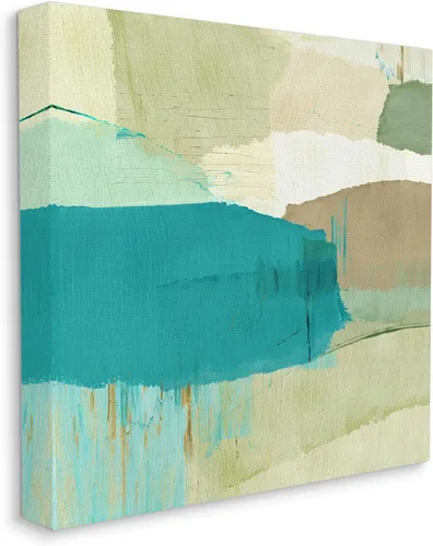 Miniatura 2 de Stupell Industries Arte de pared en lienzo abstracto verde y azul por Flora Kouta Stupell Industries 17 x 17 Inches, Easy to Hang and Sturdy