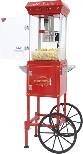 Miniatura 11 de Máquina para hacer palomitas de maíz Nyddle con hervidor de 8 onzas, fabrica hasta 32 tazas, máquina para palomitas en carrito, estilo vintage