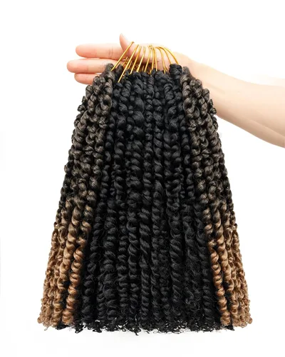 Miniatura 62 de Cabello de Ganchillo Pre-Retorcido Passion Twist para Mujeres Negras y Niños, Cabello Passion Twist Pre-Enrollado Trenzas Bohemias 4 Pulgadas 8