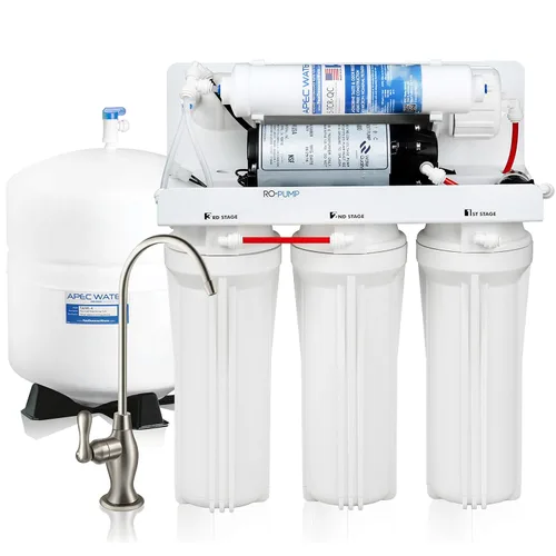APEC Water Systems RO-PUMP-120V Sistema de filtración de agua potable de ósmosis inversa ultra seguro de nivel superior con bomba de refuerzo