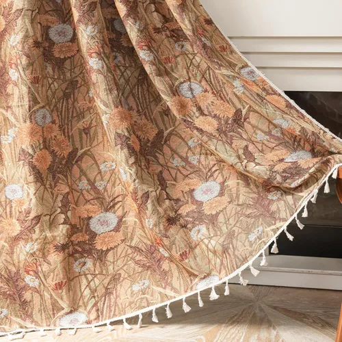 Miniatura 8 de ENJOYBRIDAL - 2 paneles de cortinas, florales, estilo bohemio, de granja, rústico o clásico, semitraslúcidas, con bolsillo para cortinero y borlas
