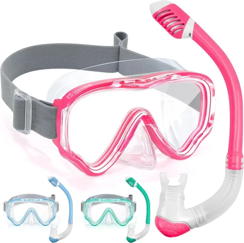 Miniatura 10 de Vvinca Snorkel Set for Kids 3-14, Dry Top Snorkeling Gear for Boys Girls Youth, Panoramic View Swim Goggles with Nose Cover & Anti-Fog Lens, Junior