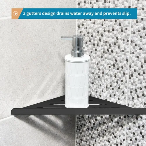Miniatura 6 de 2 estantes esquineros de acero inoxidable 304 con tornillos, organizador de ducha triangular, soporte de jabón de montaje en pared para baño