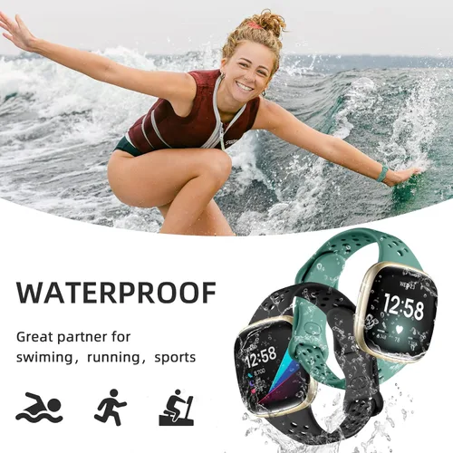 Miniatura 3 de Laffav Compatible con Fitbit Sense Bands/Fitbit Versa 3 4 bandas para mujeres y hombres, paquete de 4 pulseras de repuesto de silicona suave