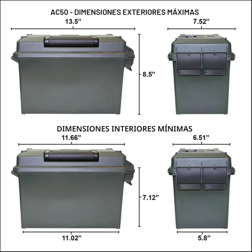 Miniatura 5 de MTM AC50C-40 Lata para municiones, calibre 50, sistema de doble cierre resistente, polipropileno resistente, sistema de sello de junta tórica
