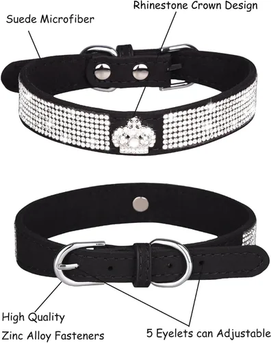 Miniatura 6 de Bling - Collar de perro para perros pequeños, medianos y grandes, collares de perro con corona de diamantes de imitación para perros hembra y macho