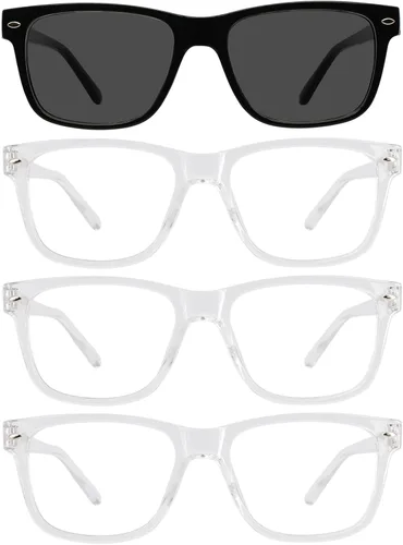 Paquete de 4 lentes de lectura con bisagras de resorte, lectores rectangulares para mujeres y hombres 1.0 1.25 1.5 1.75 2.0 a 4.0