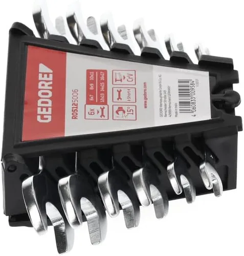 Miniatura 4 de GEDORE Juego de llaves de extremo abierto rojo tamaño corto 0.236-0.669 in 6pcs