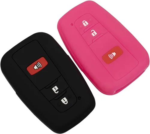 Miniatura 3 de Funda para llavero para Toyota Corolla Hatchback RAV4 XLE Prius de 3 botones 2019-2022, color rosa negro Negro Rosado