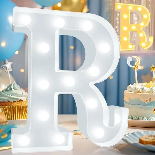 Miniatura 15 de Pooqla Letras con luces LED de marquesina, letras decorativas iluminadas en blanco cálido y blanco frío, letras del alfabeto iluminadas para niños