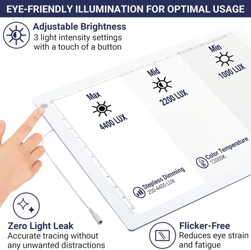 Miniatura 4 de Caja de luz LED para rastreo, almohadilla de luz ultrafina de 19 pulgadas con brillo ajustable, incluye cable USB, adaptador, papel y clip. Tablero