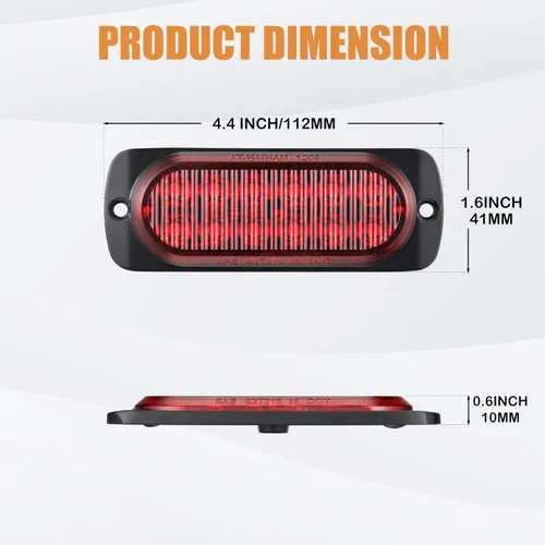 Miniatura 3 de Paquete de 2 luces traseras LED rojas de carcasa de aluminio, para remolque, freno y giro, cumple con DOT, impermeable, montaje en superficie, Rojo