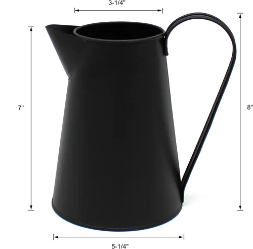 Miniatura 6 de CVHOMEDECO. Jarra de leche de metal galvanizado de 7 pulgadas, jarrón primitivo rústico antiguo para decoración del hogar y el jardín. Negro