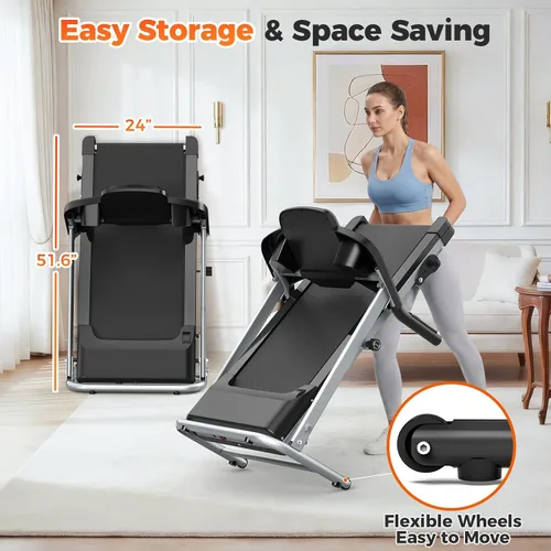 Miniatura 4 de Lastforever Caminadora plegable para uso doméstico, motor silencioso de 2.5 HP, 0.5 a 7.5 MPH con 8% de inclinación manual, cinta de correr