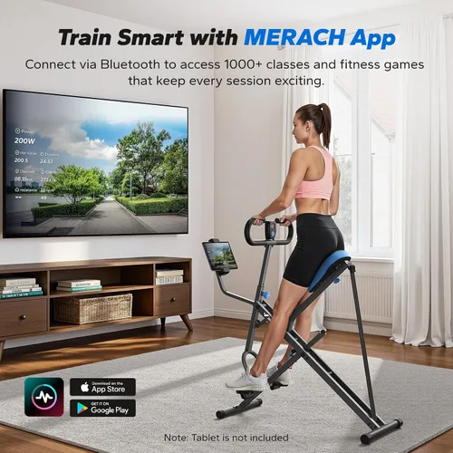 Miniatura 4 de MERACH Máquina de Sentadillas Mejorada para Mujeres, Entrenador Inteligente de Remo y Sentadillas Profundas con Soporte para Tableta, Resistencia