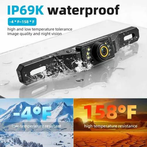 Miniatura 6 de Kit de cámara de respaldo para camión, monitor HD 2K de 7 pulgadas, vista frontal y trasera, visión nocturna, impermeable IP69, líneas de rejilla
