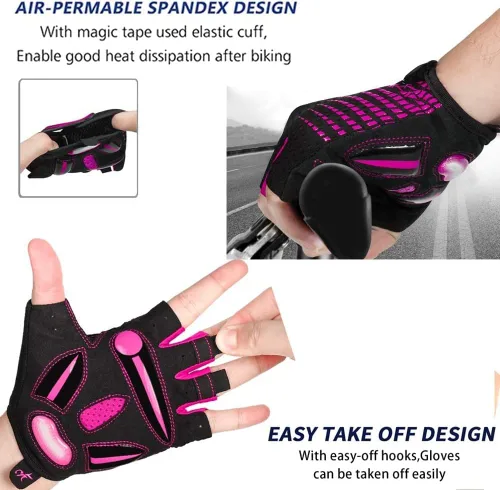 Miniatura 3 de MOREOK Guantes de ciclismo para hombresmujeres-almohadilla de gel de 0.197 in guantes de ciclismo de medio dedo bicicleta de carretera MTB guantes