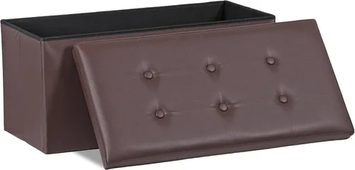 Miniatura 11 de SUPER DEAL Banco otomano plegable de almacenamiento, reposapiés de 30 pulgadas con asiento acolchado, banco de zapatos de entrada para sala
