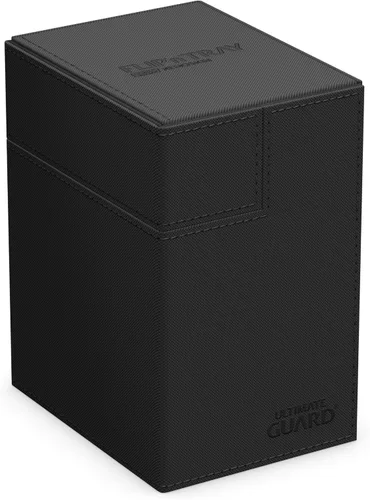 Ultimate Guard Flip'n'Tray 133+, Estuche para Mazo para 133 Cartas TCG con Doble Funda + Bandeja para Dados, Negro, Cierre Magnético Independiente y
