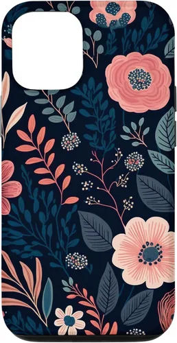 Miniatura 27 de Boho Navy Blue and Pink Floral Botanical Pattern Flower Art Case for iPhone 17