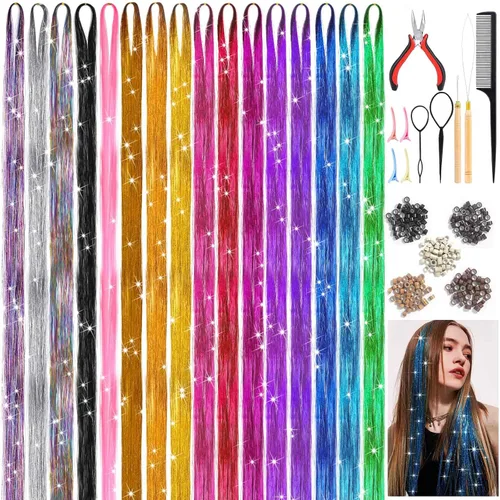 Miniatura 11 de Kit de 65 piezas de plumas para el cabello con herramientas para extensiones de cabello, kit de extensiones de plumas de cabello sintético largo