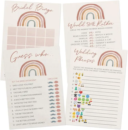 Miniatura 12 de Printed Party Tarjetas de consejos de boda y buenos deseos, tema boho arco iris, juego de 50