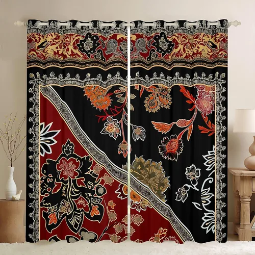 Miniatura 23 de Cortinas y cortinas de damasco turquesa para adultos, cortinas opacas barrocas victorianas antiguas, 2 paneles de 38 pulgadas de ancho x 54 pulgadas