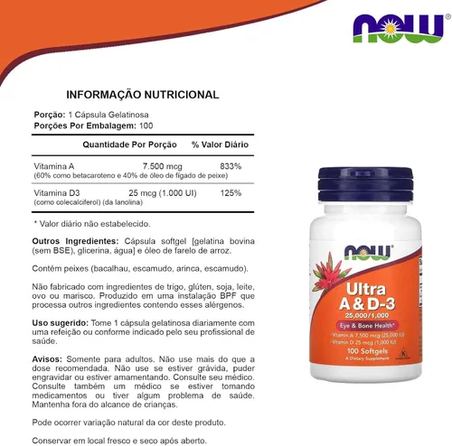 Miniatura 4 de NOW Foods Ultra A & D 25000/1000 100 SGELS