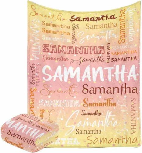 Miniatura 26 de Manta personalizada con nombre con fuente diferente y colorida para niños, mujeres y hombres, divertida decoración personalizada para el hogar, cama