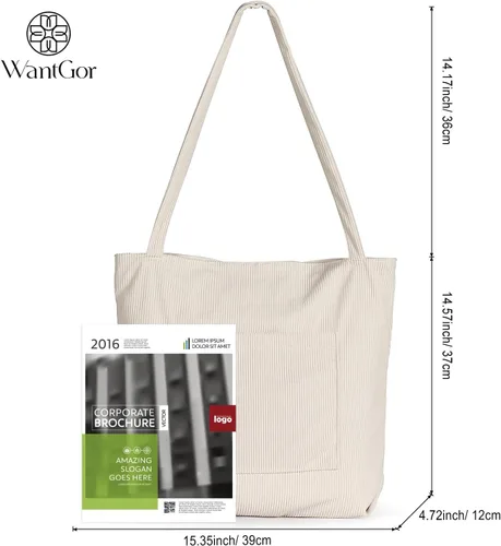Miniatura 6 de WantGor Bolso de mano de pana para mujeres, bolsos de hombro estilo hobo grandes, bolsos casuales de gran capacidad para compras y trabajo
