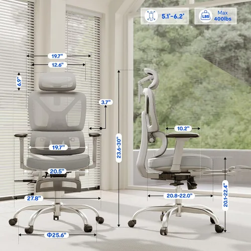 Miniatura 3 de FLEXISPOT ErgoX - Silla de oficina ergonómica de alta calidad con reposapiés, reposabrazos 3D ajustables, soporte lumbar dinámico, función Cloudtech