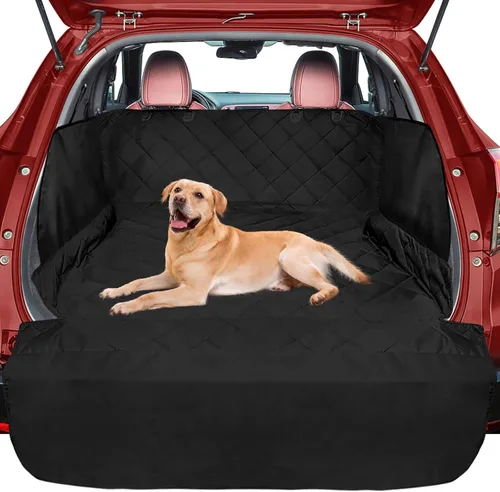 Miniatura 11 de FunniPets Forro de carga para SUV, funda de carga para perro resistente al agua con protector de paredes laterales y solapa para parachoques, Negro