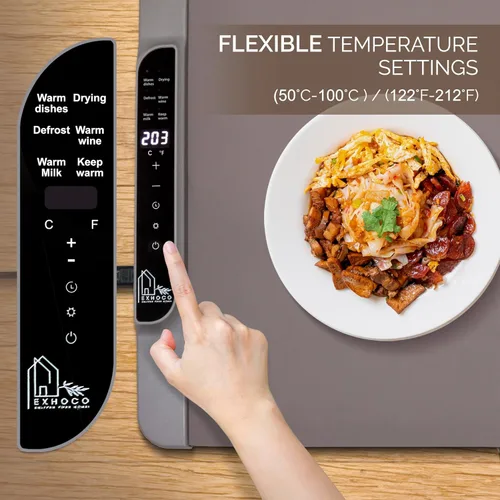 Miniatura 3 de Tapete de calentamiento de alimentos – Bandeja eléctrica de silicona de calentamiento rápido con temperatura de 4 niveles, mesa de protección