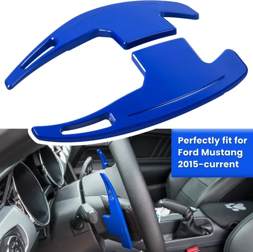 Miniatura 2 de E-cowlboy - Cubierta extendida para palanca de cambio de volante, para Ford Mustang 2015 2016 2017 2018 2019 2020 2021 2022 2023, accesorios de Azul
