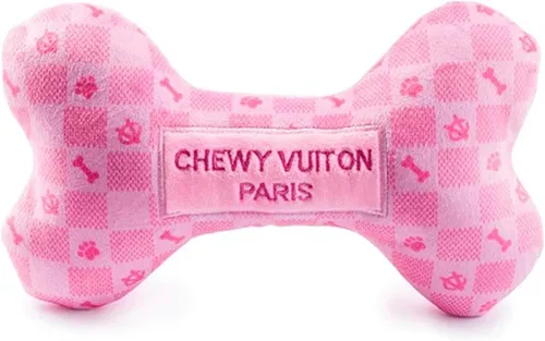 Miniatura 42 de Haute Diggity Dog Black Checker Chewy Vuiton Bone, Juguetes de Peluche de Diseñador para Perros con Chirriador Interactivo, Estimulante Hueso