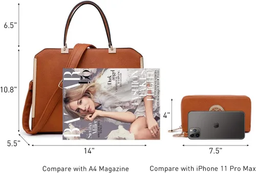 Miniatura 6 de Dasein Bolsos y bolsos de mano para mujer, bolso de mano con asa superior, bolsa de trabajo de hombro grande con cartera