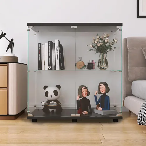 Miniatura 19 de LFT HUIMEI2Y Vitrina de cristal con puerta y cerradura, gabinete Curio de 4 niveles para coleccionables, figuras, vino, vitrina de vidrio templado