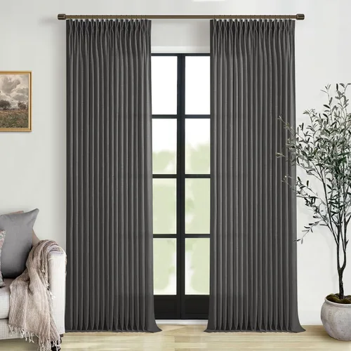 Miniatura 35 de TWODRAPES Cortinas de Lino Plisadas con Pinza Beige Blancas de 54 Pulgadas de Largo 2 Paneles para Comedor Cocina Dormitorio Plisadas Semi