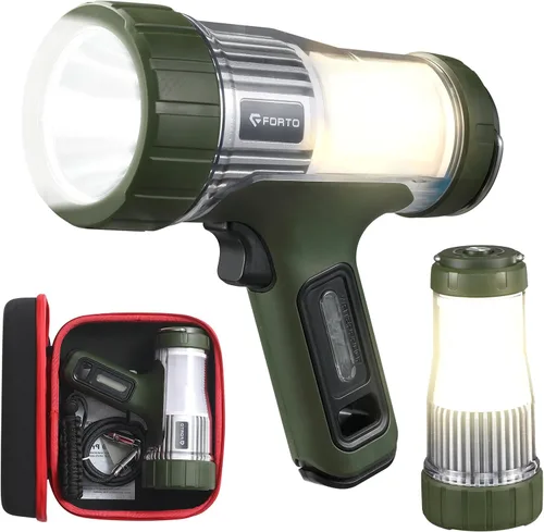 Miniatura 13 de FORTO Foco de mano de 3000 lúmenes, luz LED de largo alcance de 1400 pies con 120 horas de funcionamiento, linterna impermeable recargable IPX8