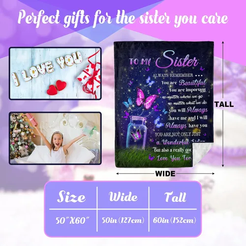 Miniatura 6 de Regalos de cumpleaños para hermanas: manta acogedora de 50 x 60 pulgadas, regalo perfecto para hermanas, el mejor regalo para mujeres, sorpresa