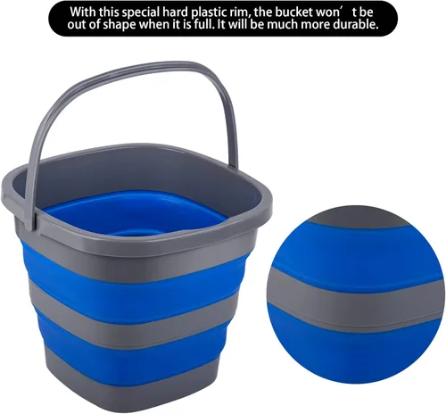 Miniatura 4 de Cubo plegable con 1.32 galones (5L), pequeño cubo de plástico para arena o playa, bañera de agua portátil para limpieza, cubo de agua de pesca