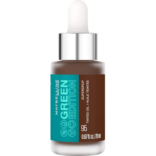 Maybelline Green Edition Superdrop - Base de maquillaje de base de aceite tintado, base de cobertura natural ajustable formulada con aceite de 95