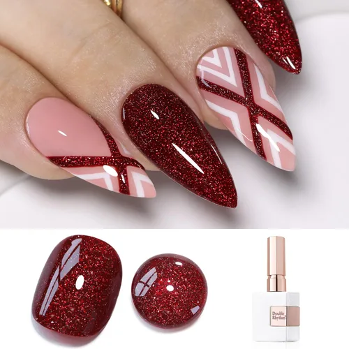Miniatura 64 de Double Rhythm Esmalte de gel con purpurina de nieve de 0.5 fl oz, color holográfico reflectante para arte de uñas, salón de manicura y bricolaje