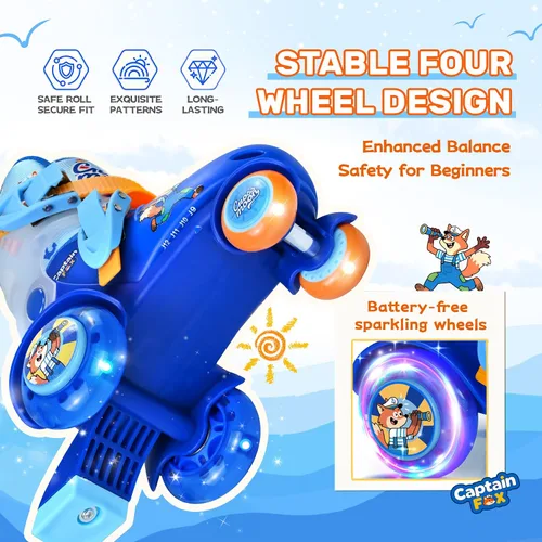 Miniatura 5 de Patines ajustables para principiantes para niños: ruedas iluminadas, divertido diseño de tractor para niñas, niños y niños pequeños Capitán Fox