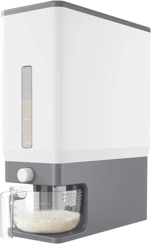 Dispensador de arroz Lifewit 25 libras (11.3 kg), contenedor de almacenamiento de arroz sellado a prueba de humedad con taza de medición para