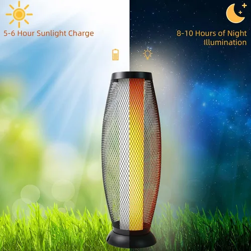 Miniatura 5 de Solar Yard Lámpara solar de pie para exteriores, pantalla de alambre de metal, linterna LED moderna parpadeante para exteriores, resistente a