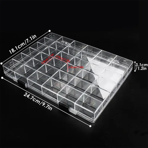 Miniatura 5 de Caja organizadora de plástico transparente de 36 rejillas, contenedor de almacenamiento de manualidades para organizador de cuentas, arte