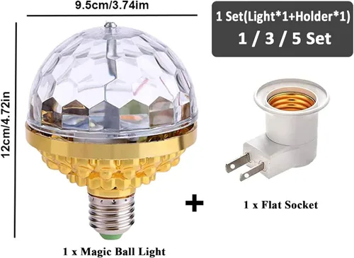 Miniatura 5 de Luz de bola mágica giratoria colorida, luces de fiesta, bola de discoteca, bombilla con forma de bola de discoteca de espejo, bombilla mágica