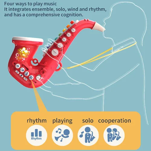 Miniatura 4 de Smaroll Juguetes de Saxofón para Niños con Luz y Sonido, Juguetes Educativos Multifuncionales, Instrumento Musical para Juguete Temprano para Niñas