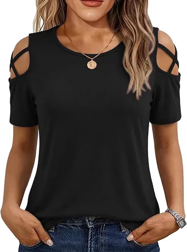 Miniatura 18 de Jar of Love Camisetas de manga corta para mujer con hombros descubiertos Tops de primavera y verano ajustadas túnica 2026